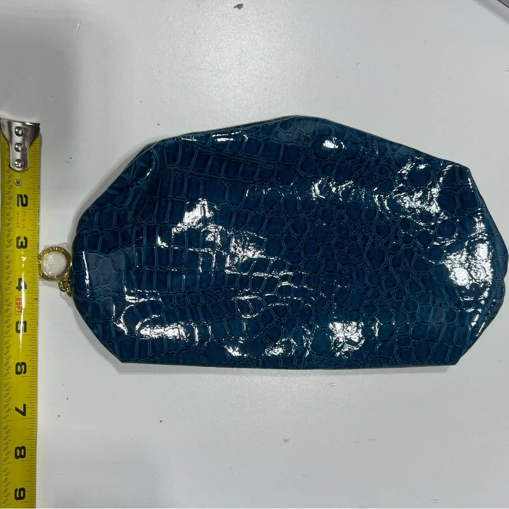 Estée Lauder Makeup Bag Shiny Blue Faux‎ Alligator Skin